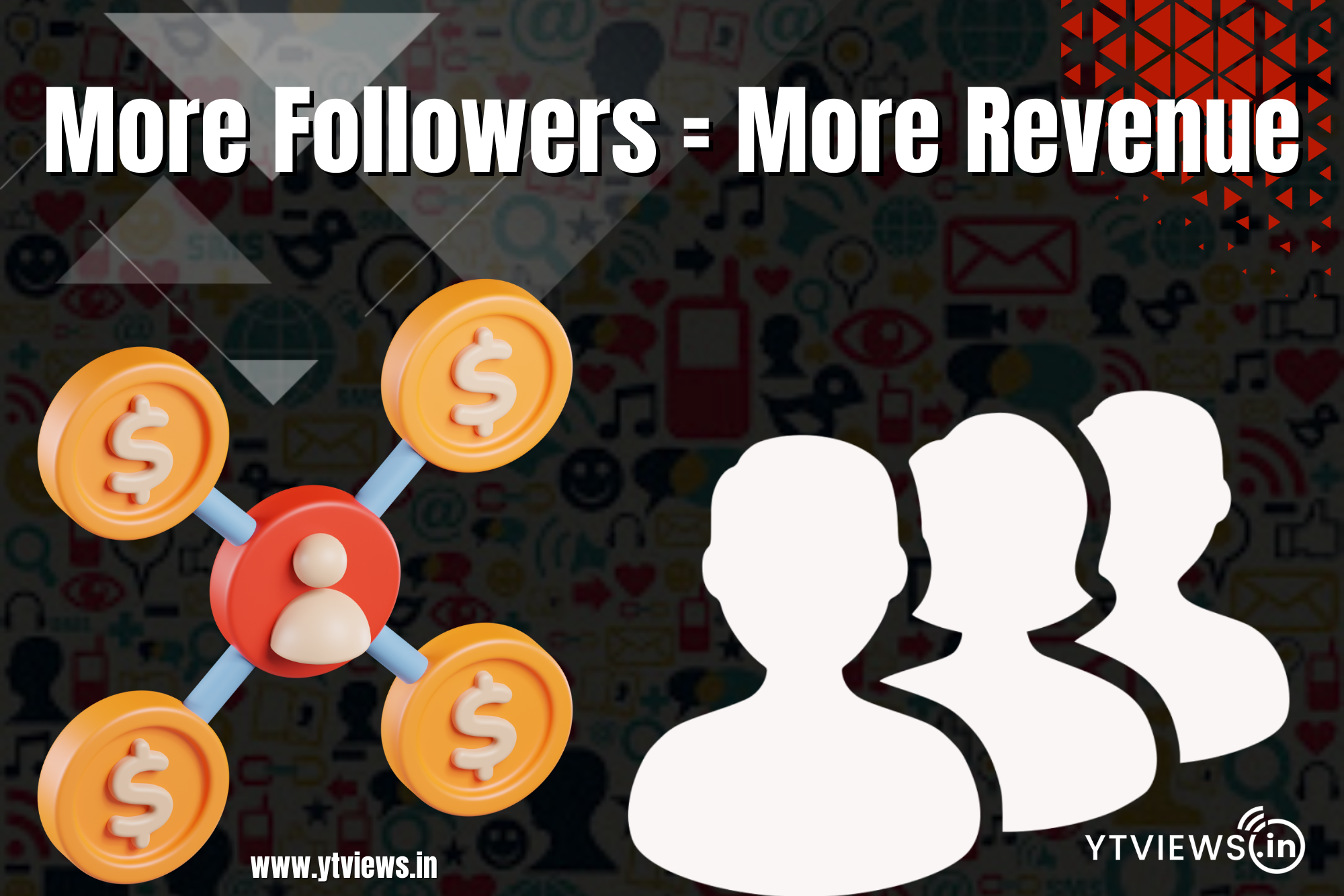 How does having more followers on social media indirectly result in earning more revenue?