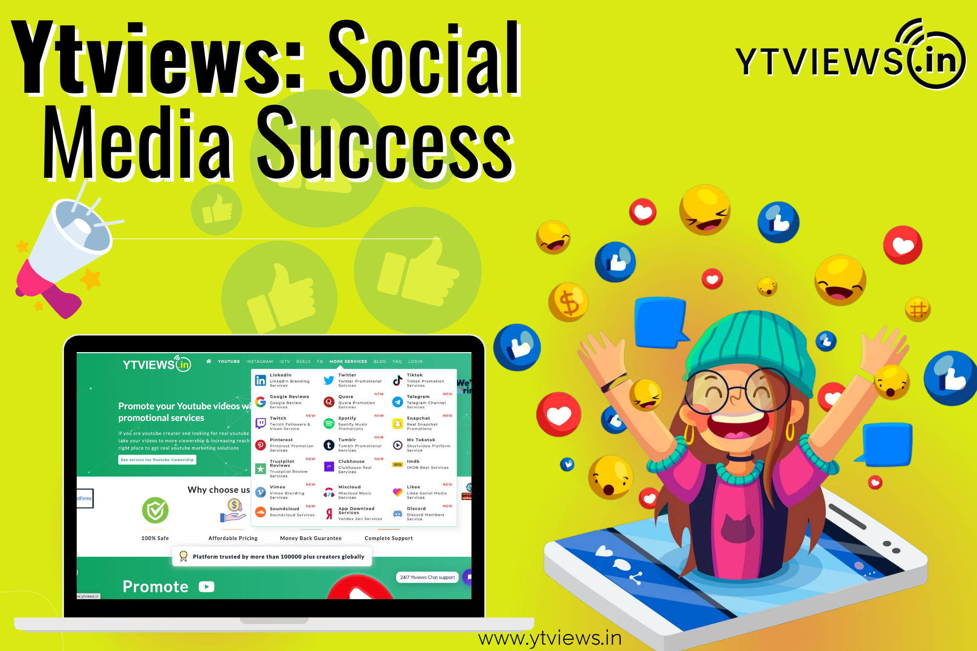 From organic growth to targeted ad campaigns, Ytviews offers one stop solution for all your social media needs