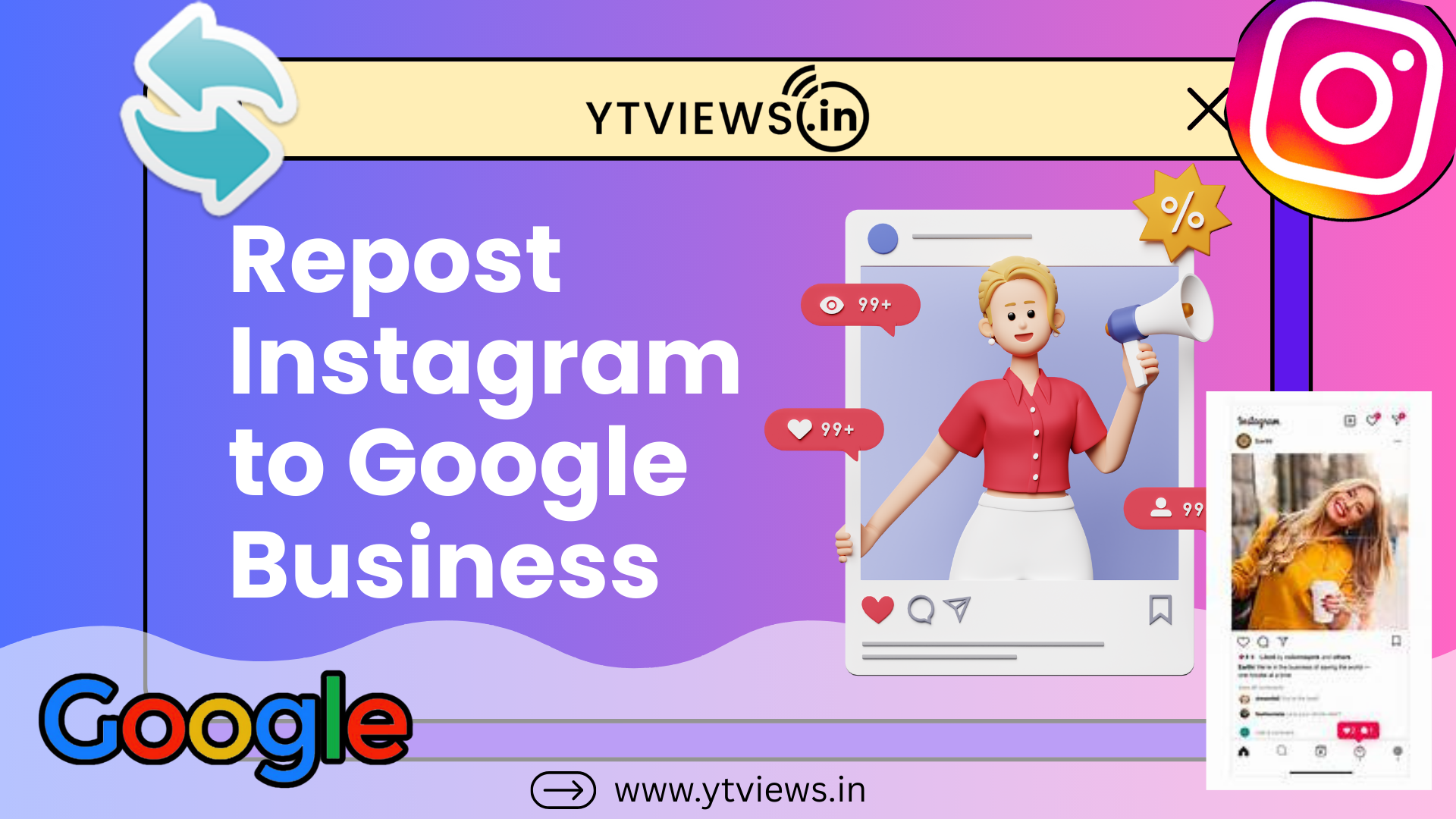 How to repost from instagram to google business account?