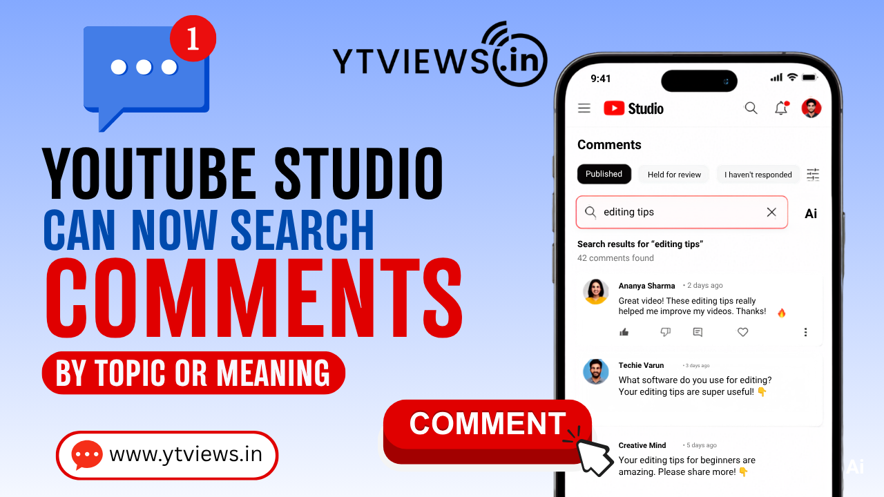 YouTube Studio Can Now Search Comments by Topic or Meaning